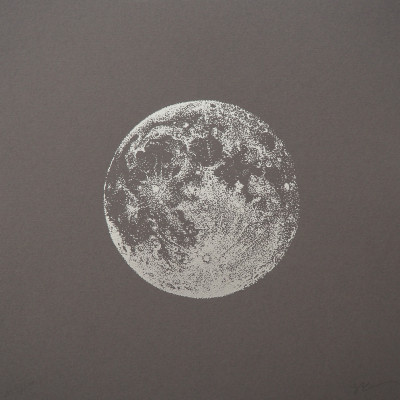 Gold Foil Full Moon - Grey by Sabrina Kaici - Nelly Duff